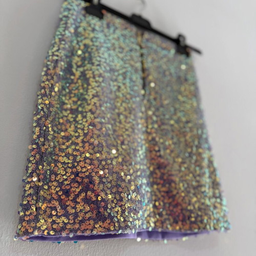 Women's mini skirt with multicolored sequins used, size S