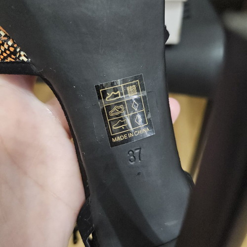BSB women's sandals size 37 like new, black and orange, 12cm heel