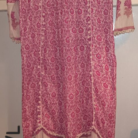 Platinum maxi boho dress, white and pink