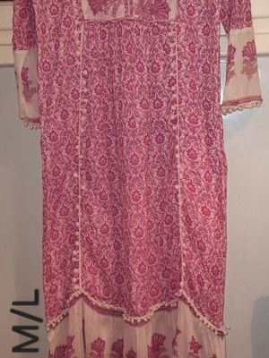 Platinum maxi boho dress, white and pink