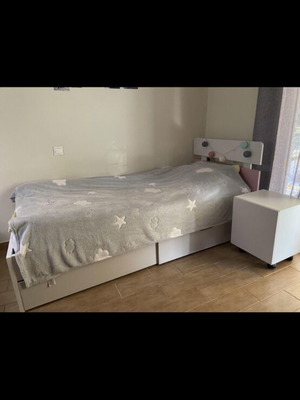 Single solid wood bed with two large deep drawers