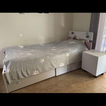 Single solid wood bed with two large deep drawers