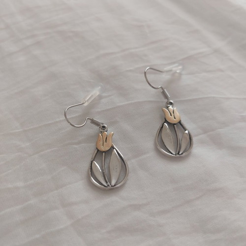 Golden Tulips two-tone dangle earrings