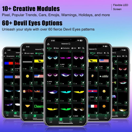 LED Matrix Panels Devil Eye New, 2 pcs, programmable with app and remote