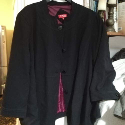 Thea42 plus black rib jacket, plus size 56