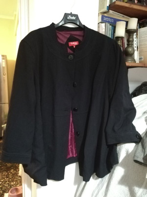 Thea42 plus black rib jacket, plus size 56