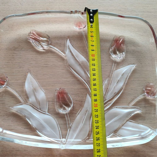Mikasa Walther Crystal Tivoli Tulips Serving Platters vintage, like new set of 3