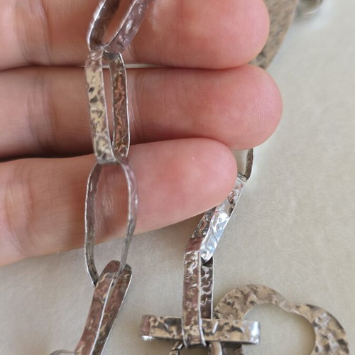 925 silver hammered necklace and bracelet set