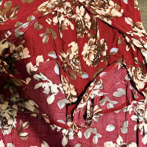 Red floral maxi overlay jumpsuit with shorts