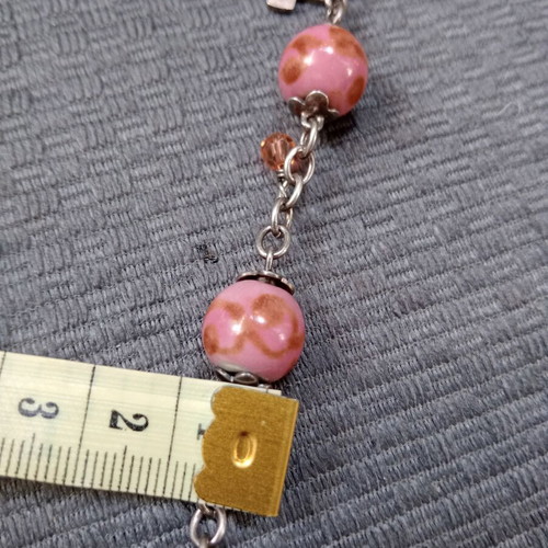 Esprit vintage 925 silver bracelet with glass beads and cross charm