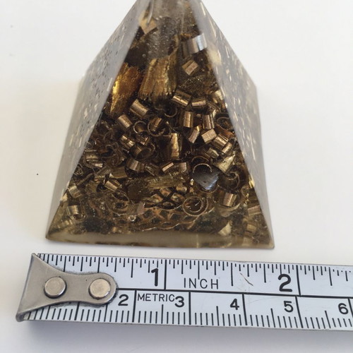 Orgonite pyramid with quartz, silver, copper new