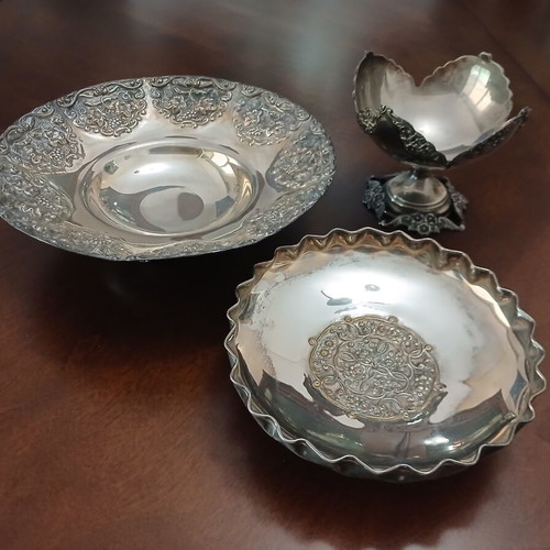 Set of 3 vintage silver-plated fondue dishes