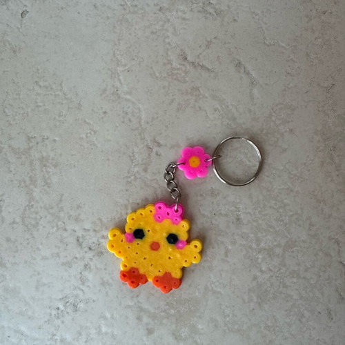 Chick keychain like new, multicolored, made with beads