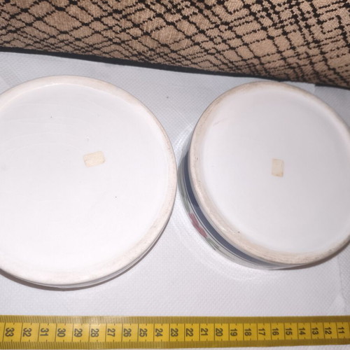 Vintage handmade ceramic ashtrays set of 2, traditional Greek decoration