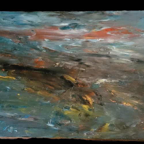 Wooden box hand-painted with abstract art and gift wines