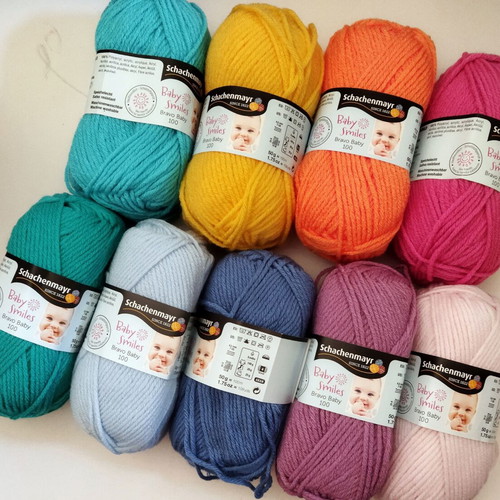 Baby Smiles Bravo Baby 100 knitting yarn set, 9 pieces, Schachenmayr Coats