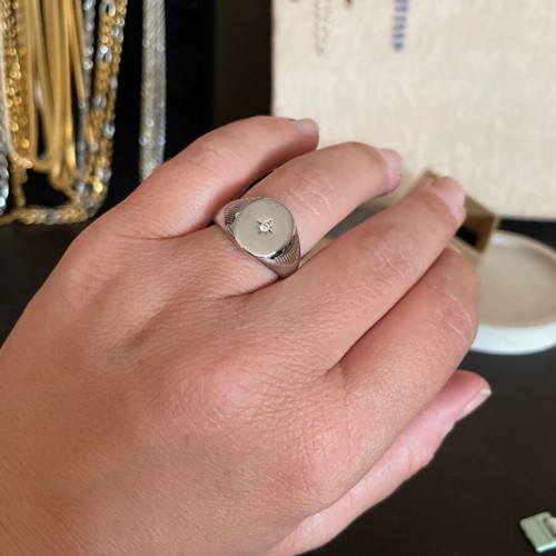 Steel ring new, size 19mm, silver color
