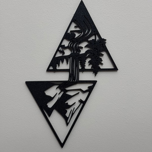 Wall decoration mountain and waterfall, black