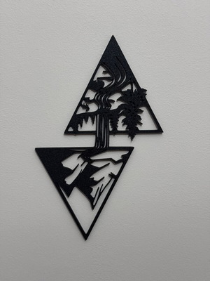 Wall decoration mountain and waterfall, black