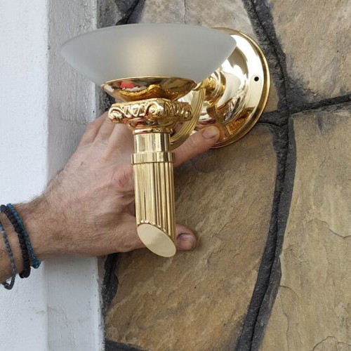 Brass gilded wall lights new, pair