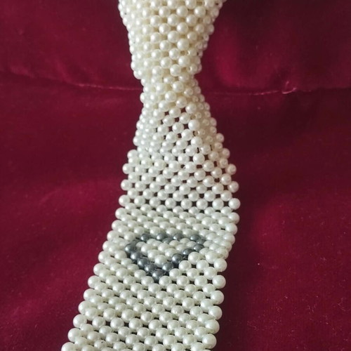 Handmade women's ties, pearl necklace tie and satin lace tie