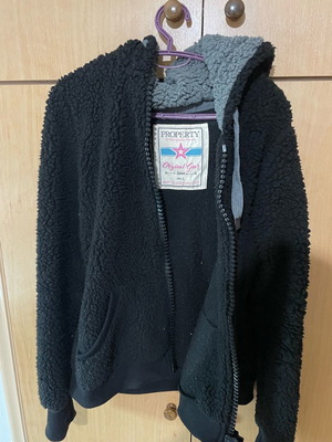 Bear hoodie jacket used with ears on hood size L black