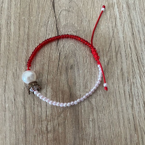 Handmade Martaki with Crown like new, white and red