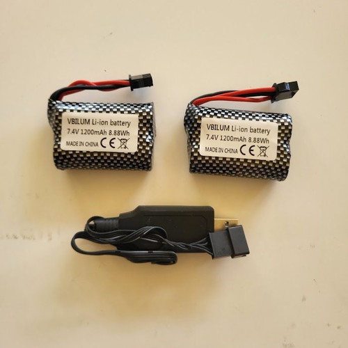 VBILUM 7.4V 1200mAh SM-3P Li-ion battery pack of 2 with USB charger