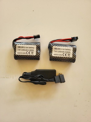 VBILUM 7.4V 1200mAh SM-3P Li-ion battery pack of 2 with USB charger