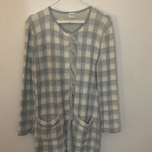 Armani tweed coat like new, white and blue, size S