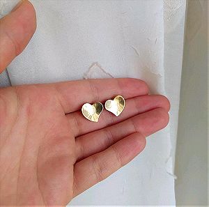Σκουλαρίκια σε σχήμα καρδιάς επιχρυσωμένα ασήμι 925