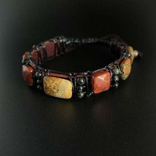Men’s bracelet Energy of Change new with jasper, red jasper, unakite