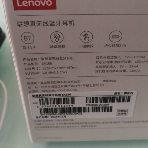 Lenovo True Wireless Bluetooth Headphones EA166 new