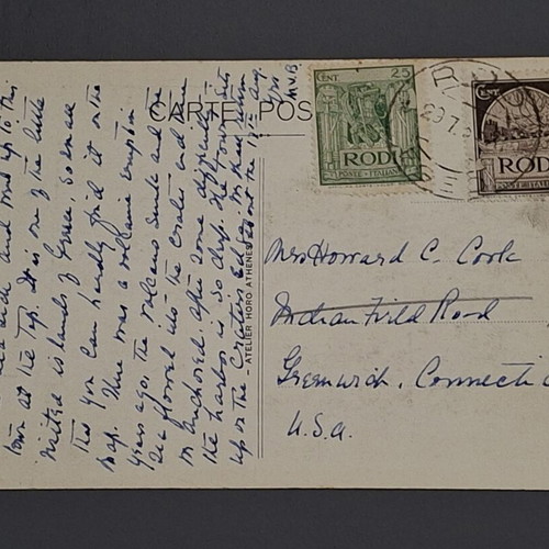 Santorini Port de Phira postcard used, Italian occupation