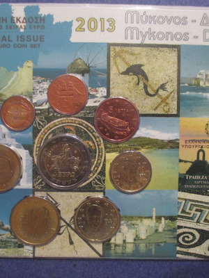 Official blister TTE euro coin set 2013 Mykonos - Delos used