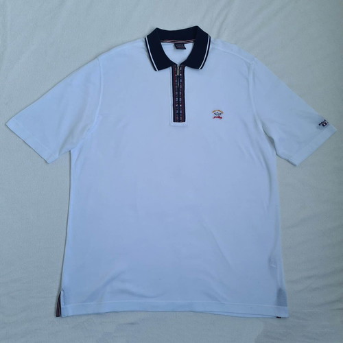Paul & Shark Yachting men's polo shirt 1/4 zip XXL, white
