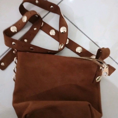Stradivarius women's crossbody suede bag brown like new