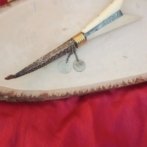 Silver 900 Cretan decorative knife like new with bone handle