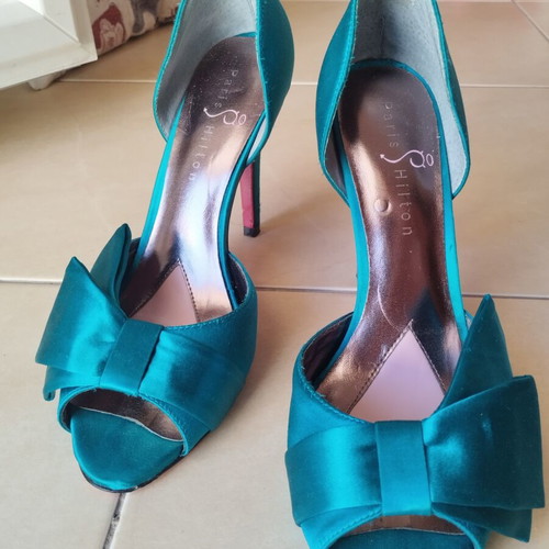 Paris Hilton peep toe heels brand new, emerald color, size 39