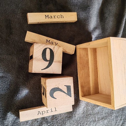Wooden calendar with blocks like new, decorative