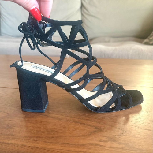 Kalogirou Black Leather Sandals new, size 39.5