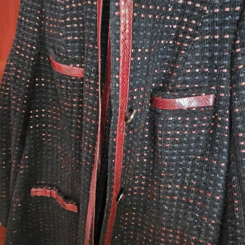 Escada coat and skirt set, black and red