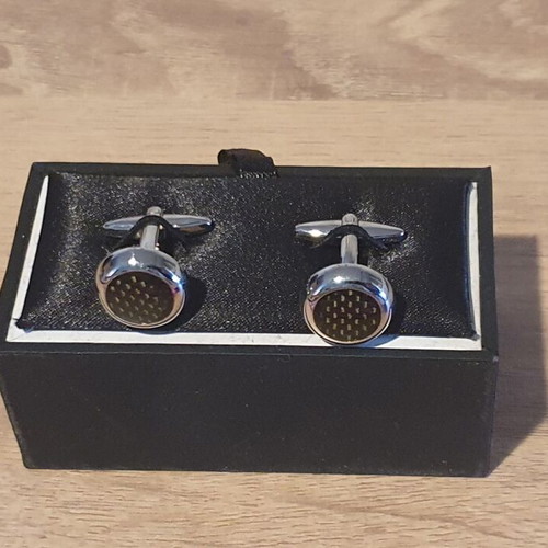 Ascot cufflinks silver with black surface like new in box
