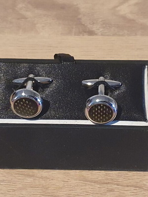 Ascot cufflinks silver with black surface like new in box