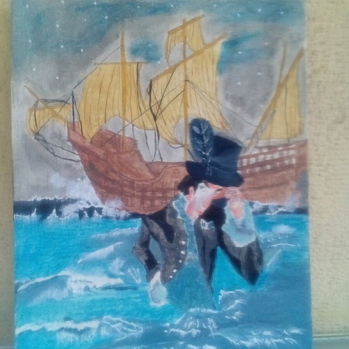 Canvas with ship new, colorful small design