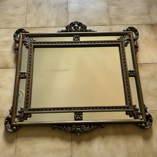 Wooden mirror used with carved vintage frame brown