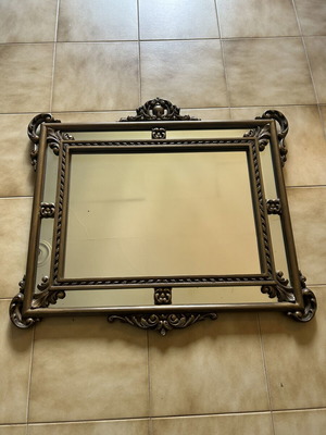 Wooden mirror used with carved vintage frame brown