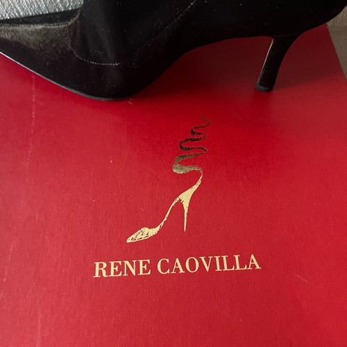 Renne Caovilla boots size 37.5 like new, dark brown velvet, 9 cm heel