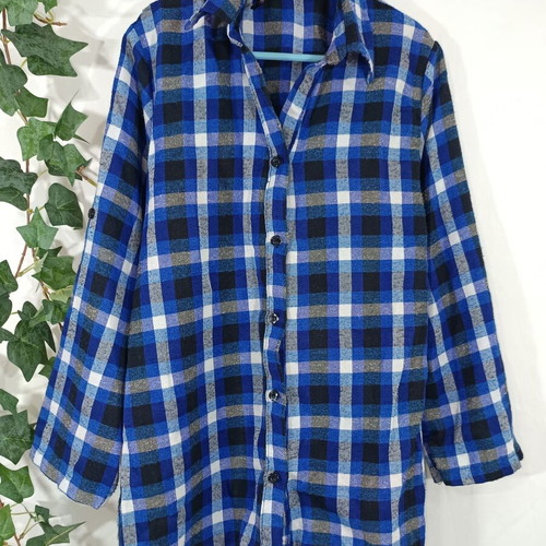 Plaid shirt blue and grey like new with 3/4 sleeves