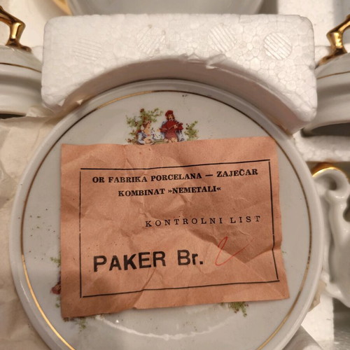 Vintage porcelain coffee and tea set FP Zajecar new in box